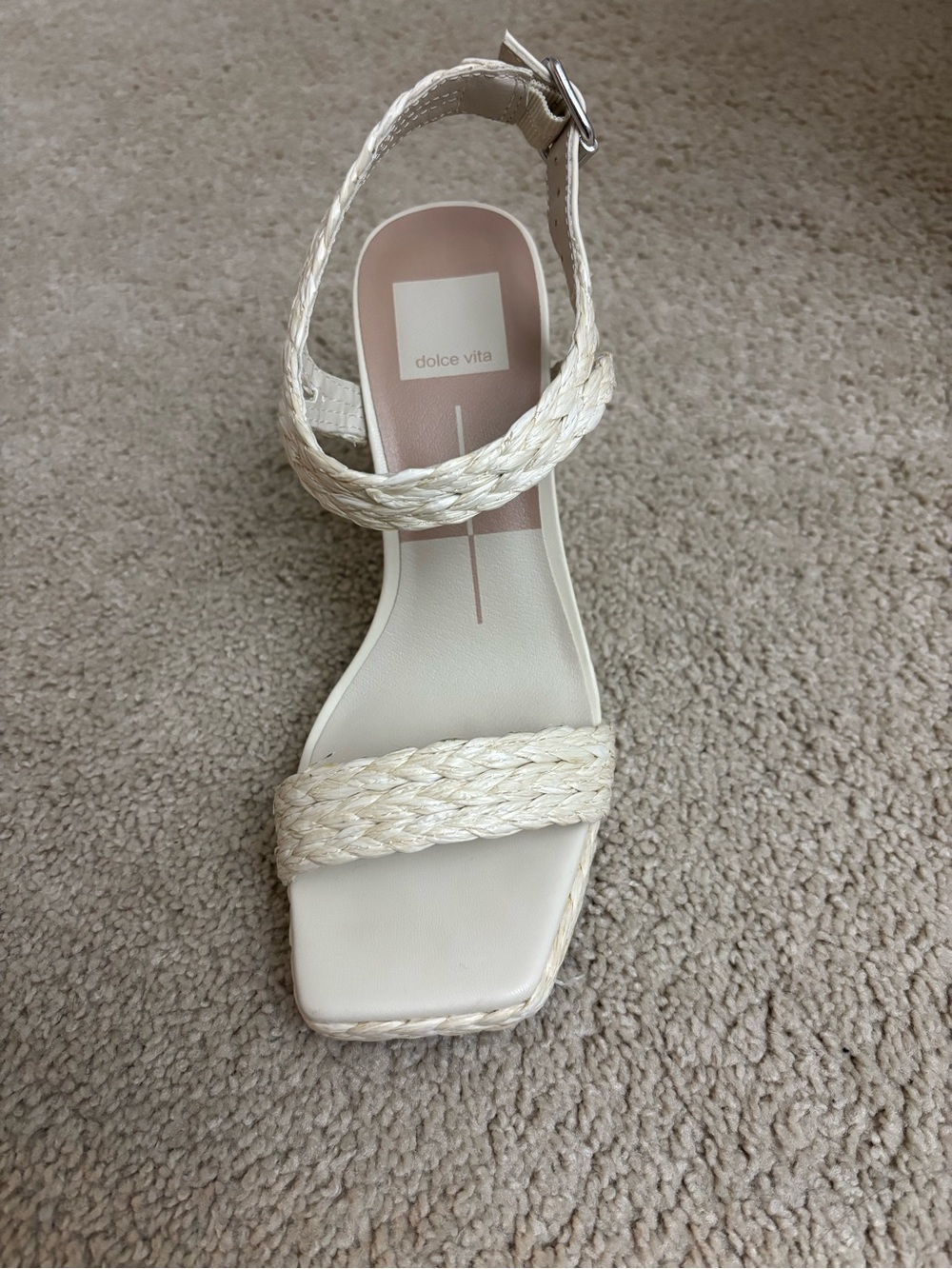 Dolce Vita Braided Strap Cream Ankle Sandals